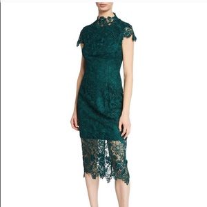 LAUNDRY by Shelli Segal Dark Green Lace Midi Dress